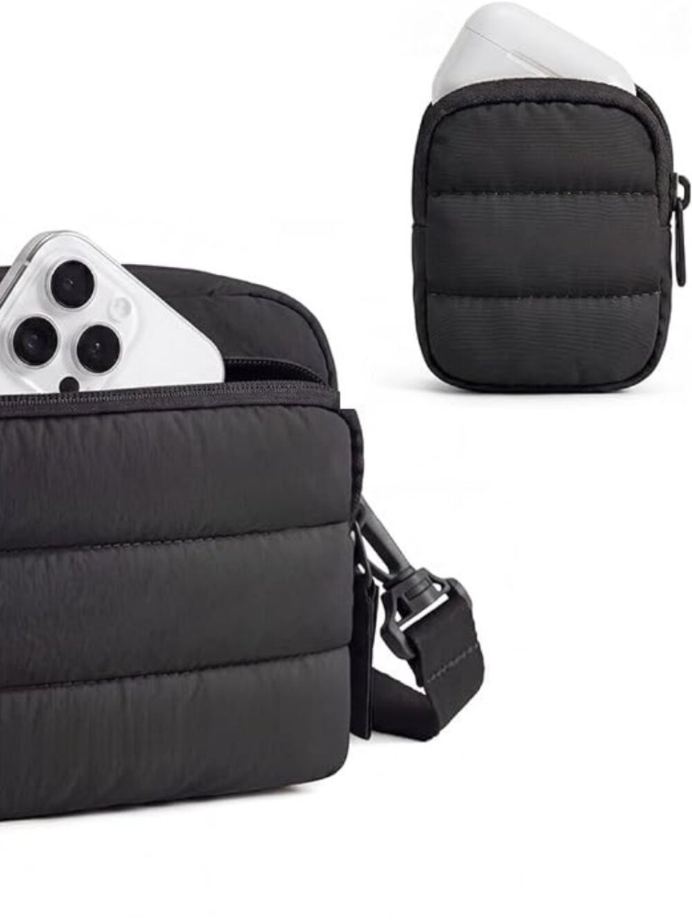 2-Pc Set Small Crossbody Bags for Women Puffer Shoulder Hobo Purse | Small Hobo